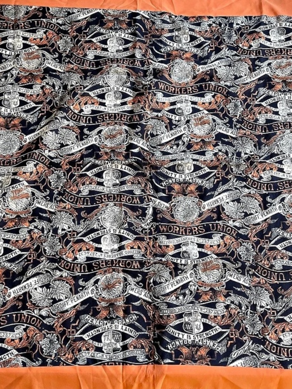 Vintage Gianfranco Ferré "Workers Union" Graphic Scarf – Made in Italy